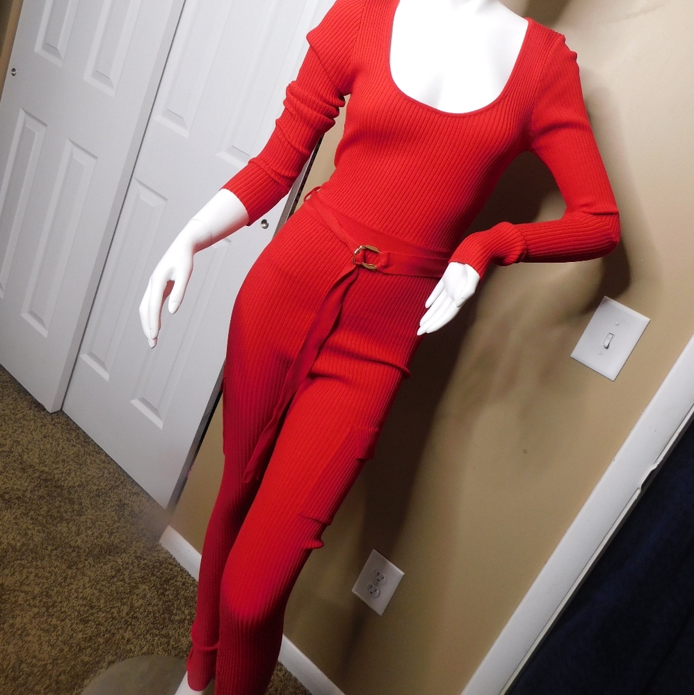 Red Cargo Jumpsuit